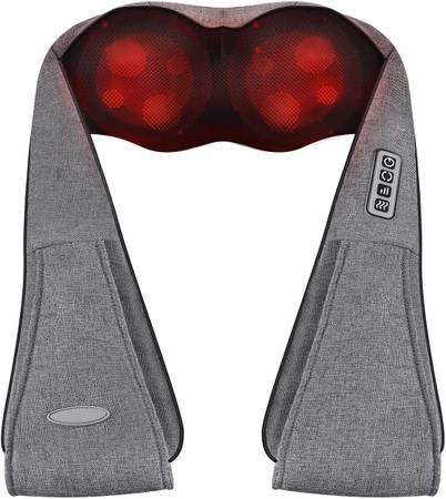 Carevas Shiatsu-Nacken-, Schulter- und Rückenmassagegerät mit Wärme, tief knetendes elektrisches Massagekissen für Nacken, Rücken, Schultern, Körper | Verwendung zu Hause, im Auto oder im Büro
