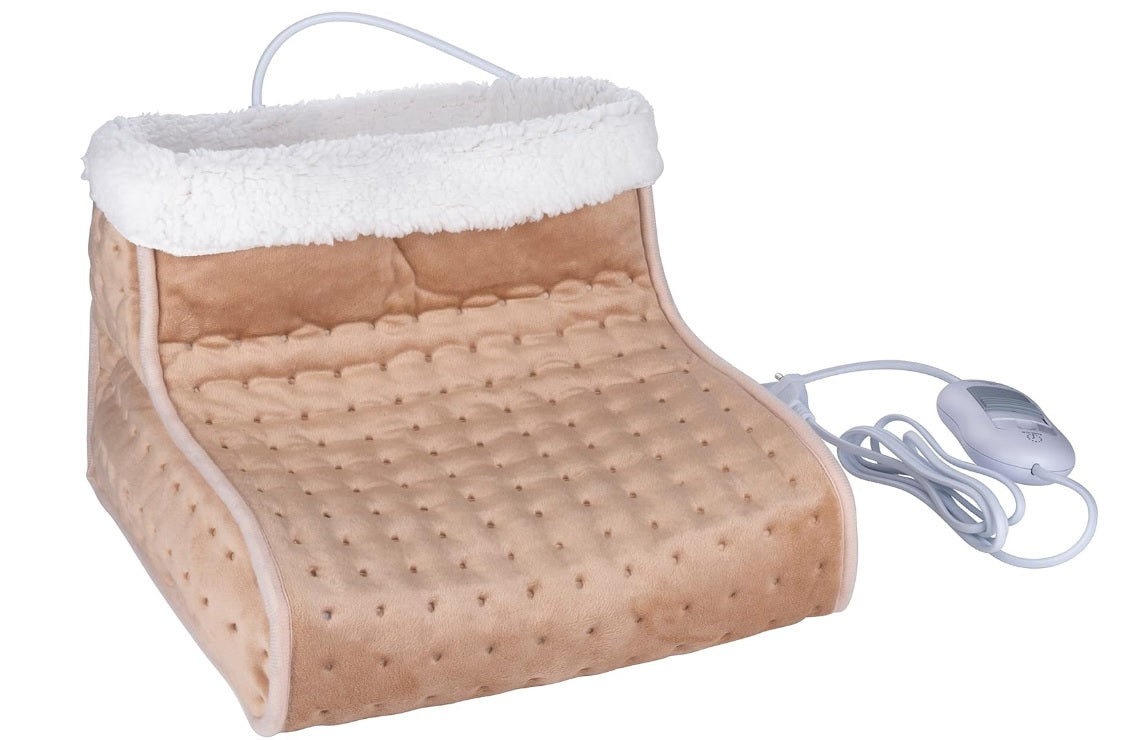 Commodoor FW-001A Fußwärmer ( Farbe: Baige) - Elektrische Fußheizung mit 3 Heizstufen, Abschaltautomatik, waschbarem Innenfutter