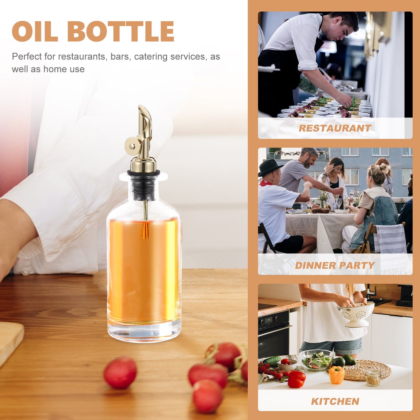 Öl- und Essigspender / Soja Spender mit Metallausgießer für Küche oder Badezimmer als Mundwasser Spender geeignet