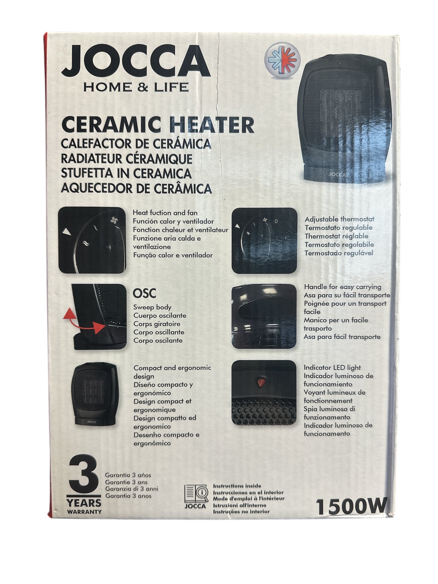 Jocca Ceramic Heater Heizung Lüfter Wärmer 1119 nur 1500W ideal auch für Camping