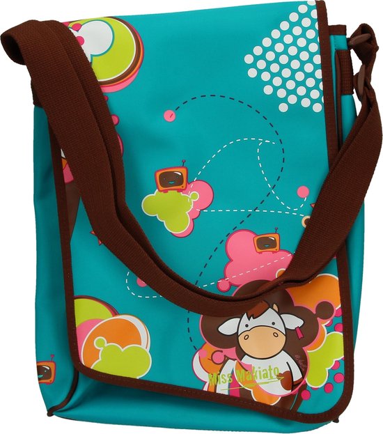 Miss Makiato Geräumige Umhängetasche für Mädchen mit Klickverschluss und Handyfach – Blau Orange Pink – 40x26x6cm | Schultüte | Sporttasche | Kindertasche