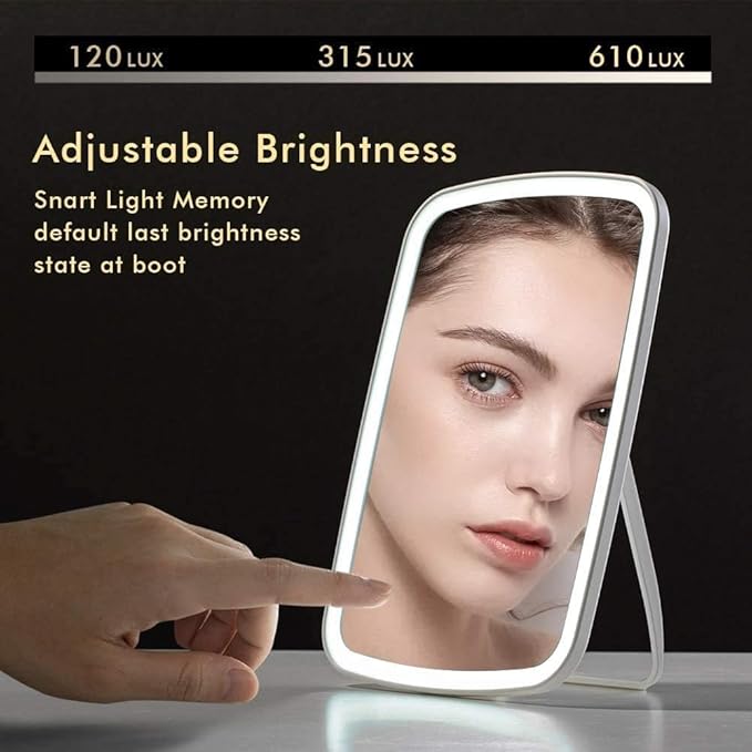 Jordan & Judy NV505 Dreifarbiger LED-Schminkspiegel mit 3 verschiedenen Farbbeleuchtungsmodi, Touchscreen, einstellbarer Lichthelligkeit, wiederaufladbarer USB-Akku, 2400 mAh Akku