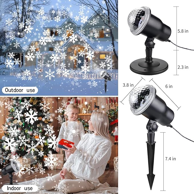 Led Projektor Weihnachten Aussen, Schneeflocke Projektorlampe IP44 Wasserdichte Außenbeleuchtung mit Fernbedienung und Timer für Weihnachten Party Festival Innen Außen