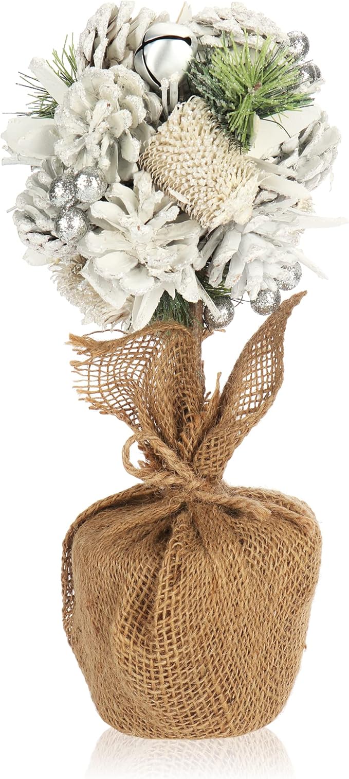 com-four® Weihnachtsgesteck im Blumentopf - Zapfen, Zweige und glitzernde Beeren im dekorativen Topf - handgemachtes Blumenarrangement als Tischdeko (Blumentopf XL)