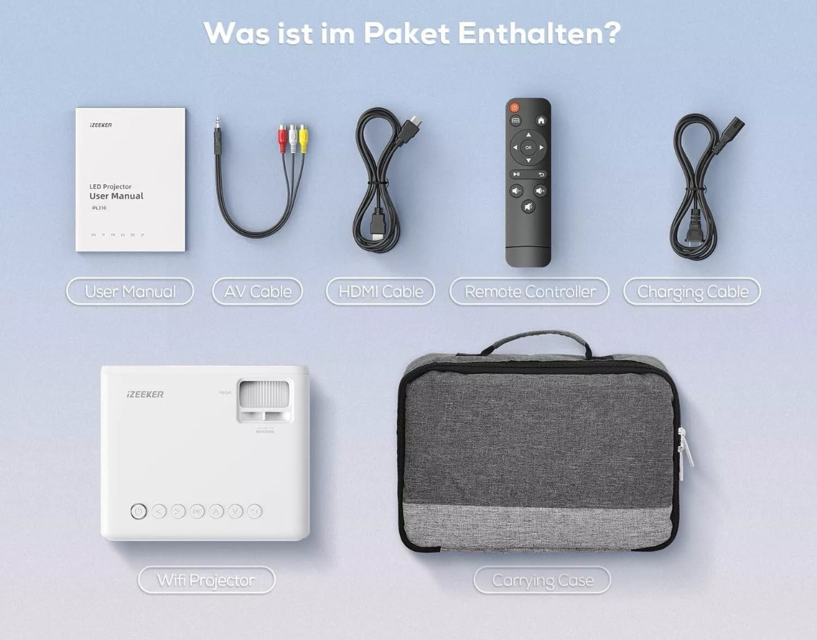 iZEEKER iPL310 Beamer / Video Projektor mit 13000 Lux Full HD 1080P 4K, 5G WiFi, Bluetooth,uvm