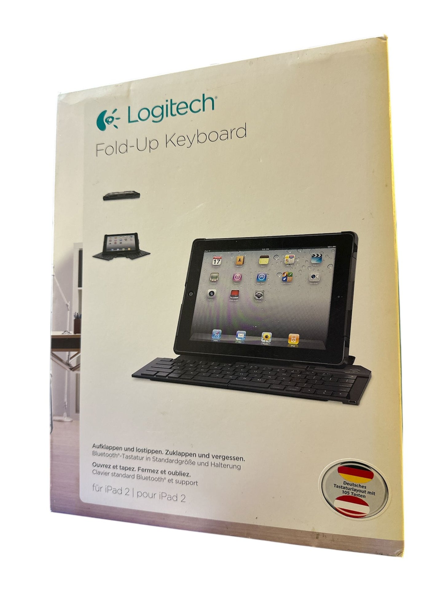 Logitech Fold-Up Keyboard Tastatur für iPad2 (deutsches Tastaturlayout, QWERTZ)