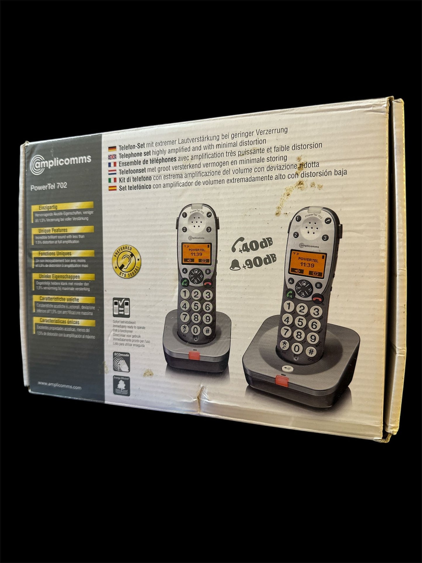 Amplicomms Powertel bigtel 702 schurloses Großtasten Telefon Senioren weiß/grau