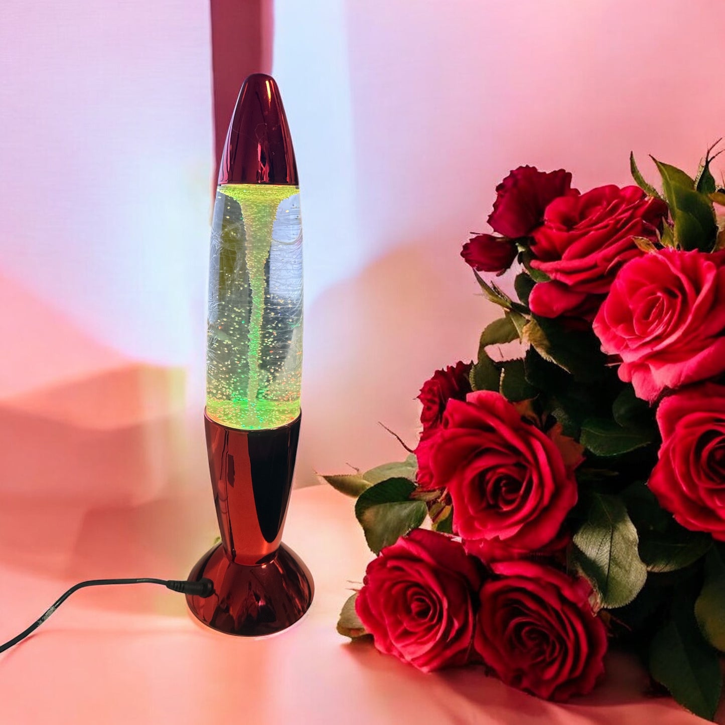 Tornado-Lampe, Farbe ROT, Dekorationslampe, automatischer Farbwechsel, LED Dekoration , USB-Kabel/batteriebetriebene Miniatursachen, 36 cm