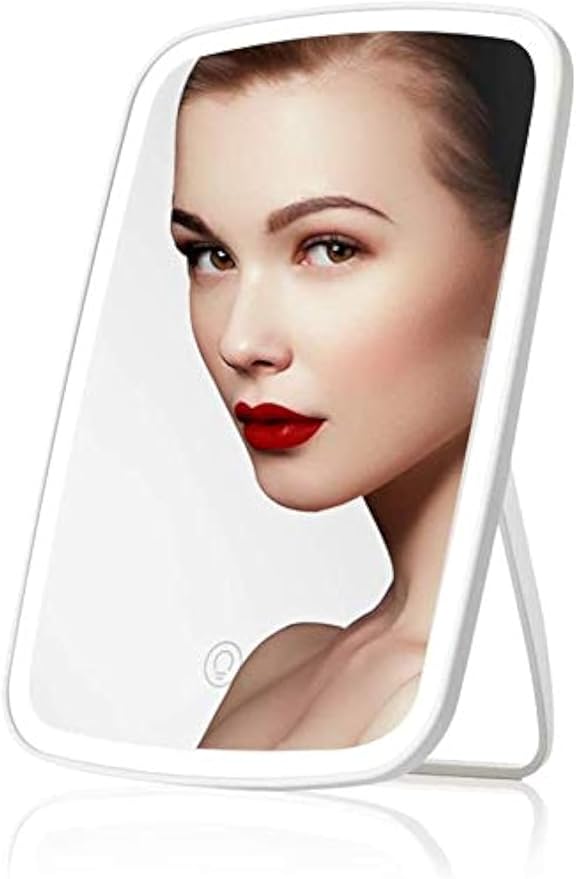 Jordan & Judy NV505 Dreifarbiger LED-Schminkspiegel mit 3 verschiedenen Farbbeleuchtungsmodi, Touchscreen, einstellbarer Lichthelligkeit, wiederaufladbarer USB-Akku, 2400 mAh Akku