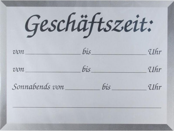 FM Professional Schild -Geschäftszeit- 18 x 24 cm Kunststoff - Beschreibbar