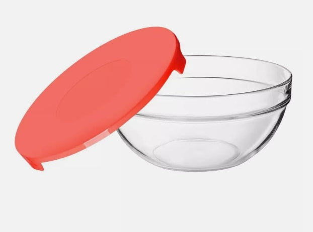 Cheffinger, 5-teiliger Lebensmittelbehälter aus Glas mit Plastikdeckeln., Transparent