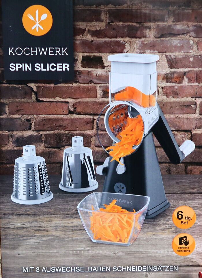 Multi-Schneider Spin Slicer 6-tlg Kochwerk Obst/- Gemüseschneider Zerkleiner