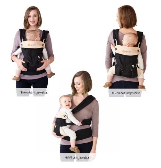 Ergobaby Babytrage-Set 360 Paket von Geburt an inkl. Neugeborenen Einsatz Easy Snug Grey - Black Camel