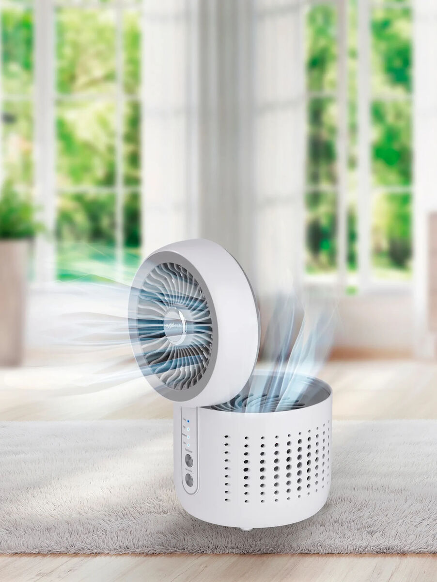 MAXXMEE Luftreiniger Ventilator 2-in-1 HEPA-Filter 3 Ventilationsstufen Weiss