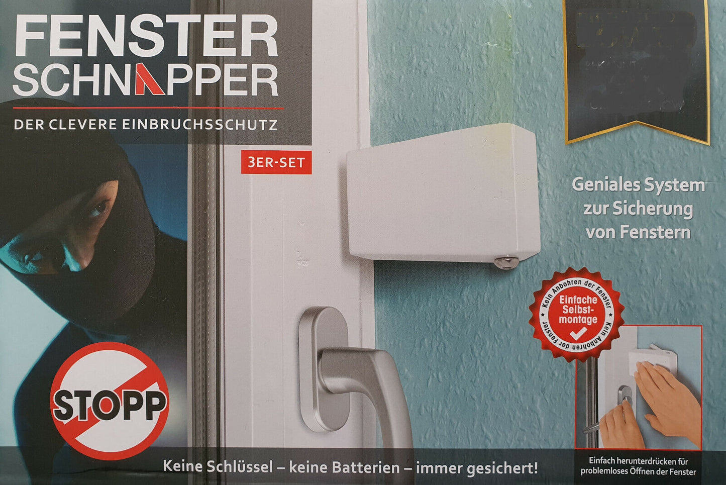 Fenster Schnapper 3er Set der clevere Einbruchschutz / Fenstersicherung NEU OVP