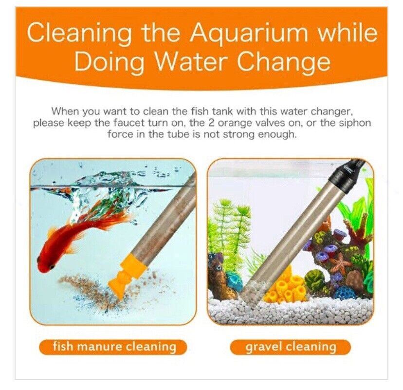 hygger Eimerfreies Aquarium-Wasserwechsel-Set für Aquarien, Auto-Siphon-Pumpe, Kiesreiniger, Staubsaugerschlauch mit langem Schlauch, Wasserwechsler, Wartungswerkzeug, 7,6 m