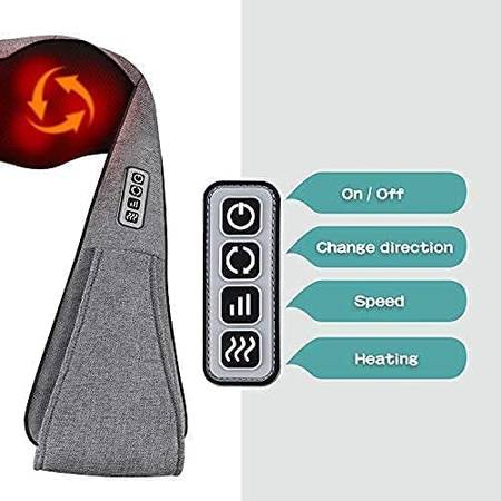 Carevas Shiatsu-Nacken-, Schulter- und Rückenmassagegerät mit Wärme, tief knetendes elektrisches Massagekissen für Nacken, Rücken, Schultern, Körper | Verwendung zu Hause, im Auto oder im Büro