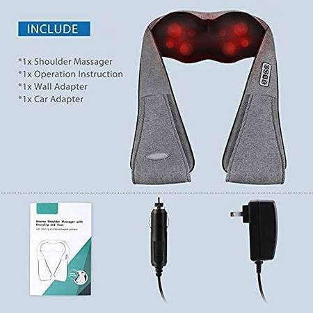 Carevas Shiatsu-Nacken-, Schulter- und Rückenmassagegerät mit Wärme, tief knetendes elektrisches Massagekissen für Nacken, Rücken, Schultern, Körper | Verwendung zu Hause, im Auto oder im Büro