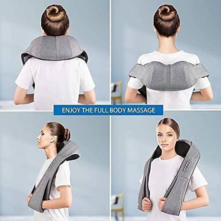 Carevas Shiatsu-Nacken-, Schulter- und Rückenmassagegerät mit Wärme, tief knetendes elektrisches Massagekissen für Nacken, Rücken, Schultern, Körper | Verwendung zu Hause, im Auto oder im Büro