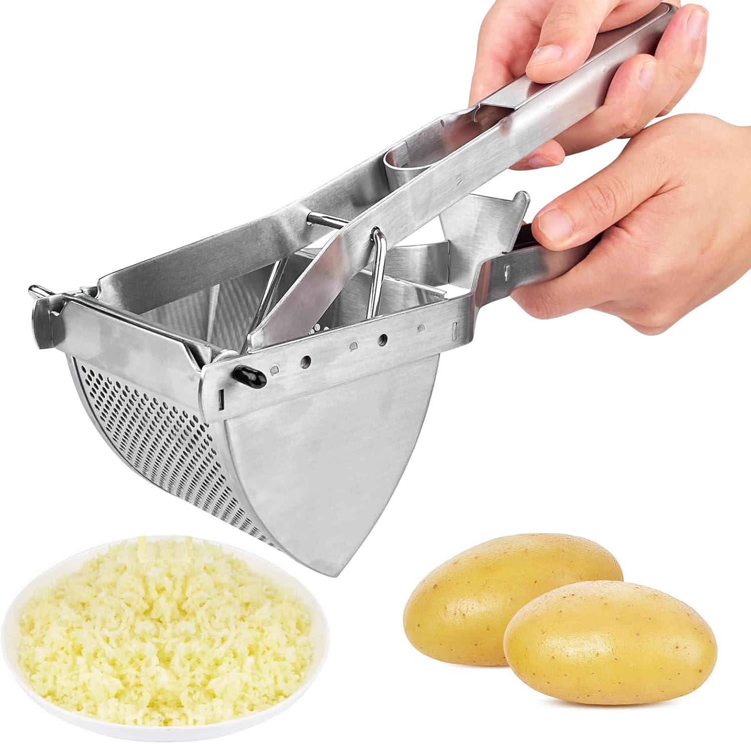 Brevanza Edelstahl-Handpresse Kartoffelpresse und Zerkleinerer für püriertes Obst und Gemüse