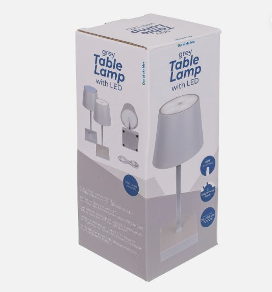 LED Tisch-Lampe * 3 Helligkeitsstufen mit USB-Kabel & Akku * grau  im Geschenkkarton