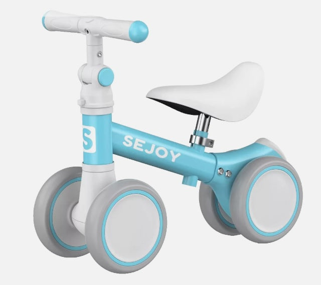 Sejoy Baby Balance Laufrad Blau | 4-Rad Kinderlaufrad ab 10 Monate | Verstellbar & Sicher