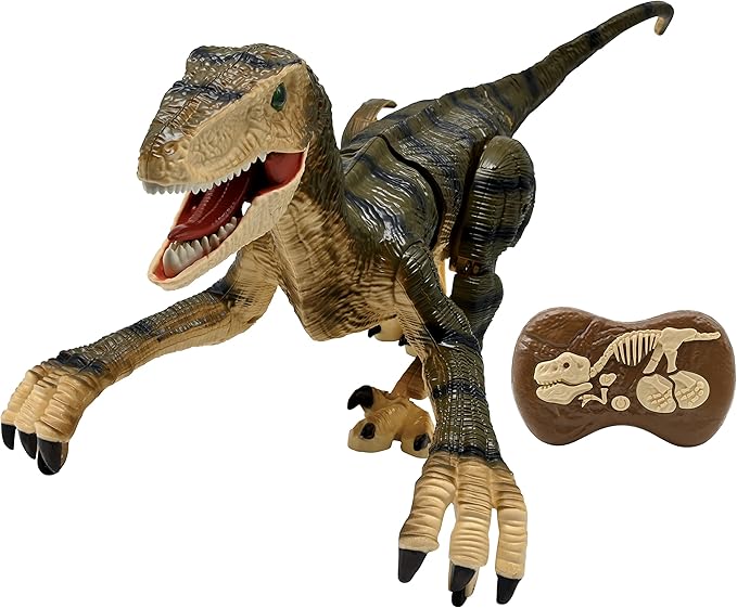 Lexibook, RC Raptor Control, Realistischer Ferngesteuerter Dinosaurier, Gelenkige Bewegungen, Brüllen, Lichteffekt, Wiederaufladbar, inkl. Fernbedienung für Fossilien, DINO01 (B-Ware Neu OVP / Karton kann leicht beschädigt sein)