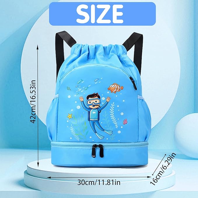 Schwimmtasche Rucksack für Kinder – Wasserdichter Sportbeutel mit Schuhfach | Turnbeutel für Mädchen & Jungen