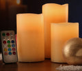 3 er Set LED Kerzen mit Fernbedienung Farbwechsel Timer Echtwachs Vanille Duft