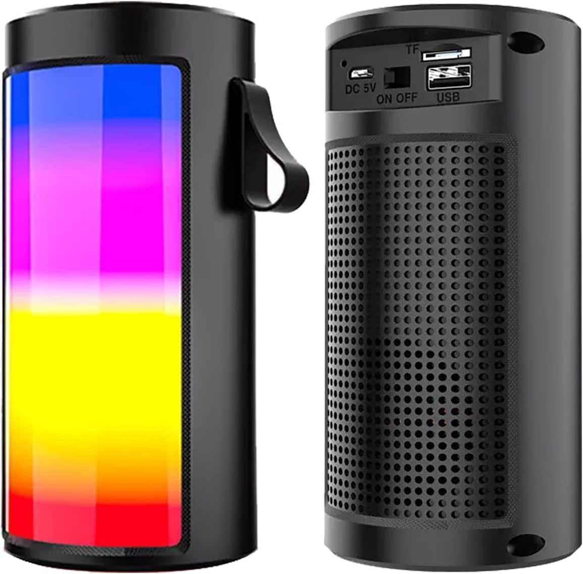 ZQS1201 Bluetooth-Lautsprecher 5W – Tragbare Musikbox mit RGB-LED-Licht, 1500 mAh Akku, USB, Micro-SD, FM-Radio & Freisprechfunktion – Schwarz