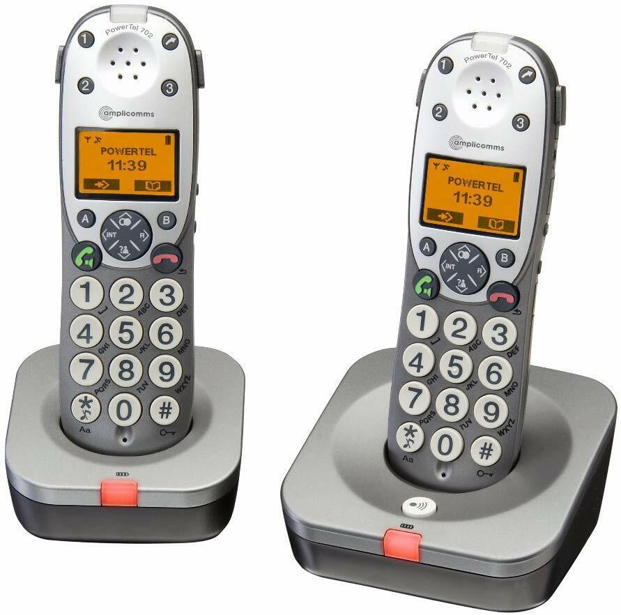 Amplicomms Powertel bigtel 702 schurloses Großtasten Telefon Senioren weiß/grau