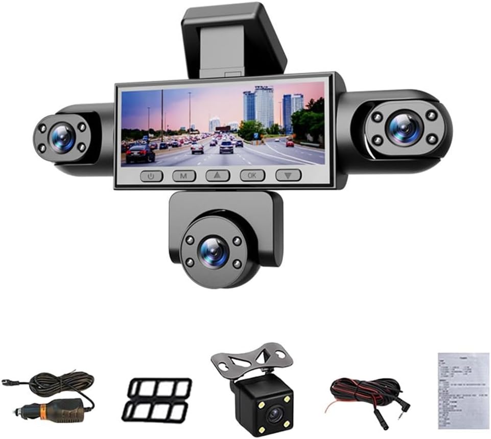 4K 5-Kanal Dashcam mit 360° Rundumblick – Frontkamera + 4 Zusatzkameras | 3,18" IPS-Display | Nachtsicht | Parküberwachung