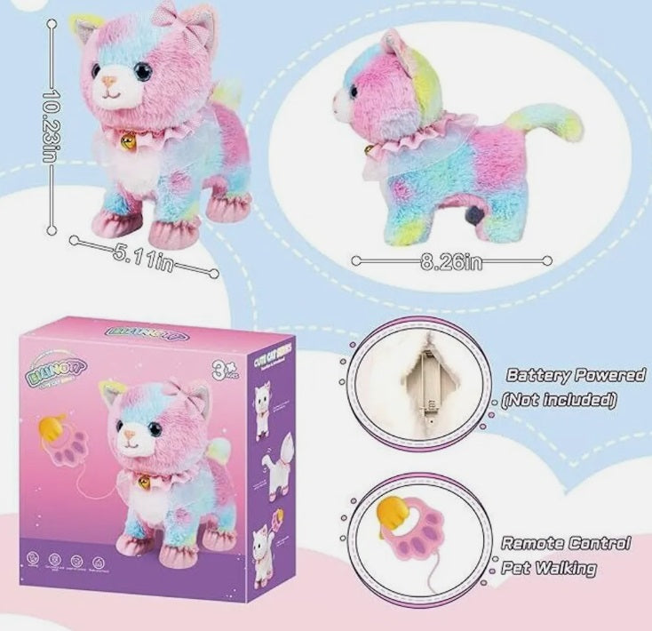 Kuscheltier Elektronisches Interaktives Plüschtier mit Fernbedienung Realistisches Spielzeug - Rennt, Miaut, Wedelt Katze
