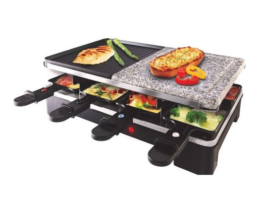 StarQ Raclette Grill mit Granit Grillstei * Incl. 8 Pfannen * Neuware