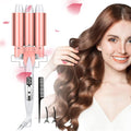 3-Fässer Lockenstab 32 mm – Professionelle Beach Waves &amp; Locken mit LCD-Temperaturanzeige