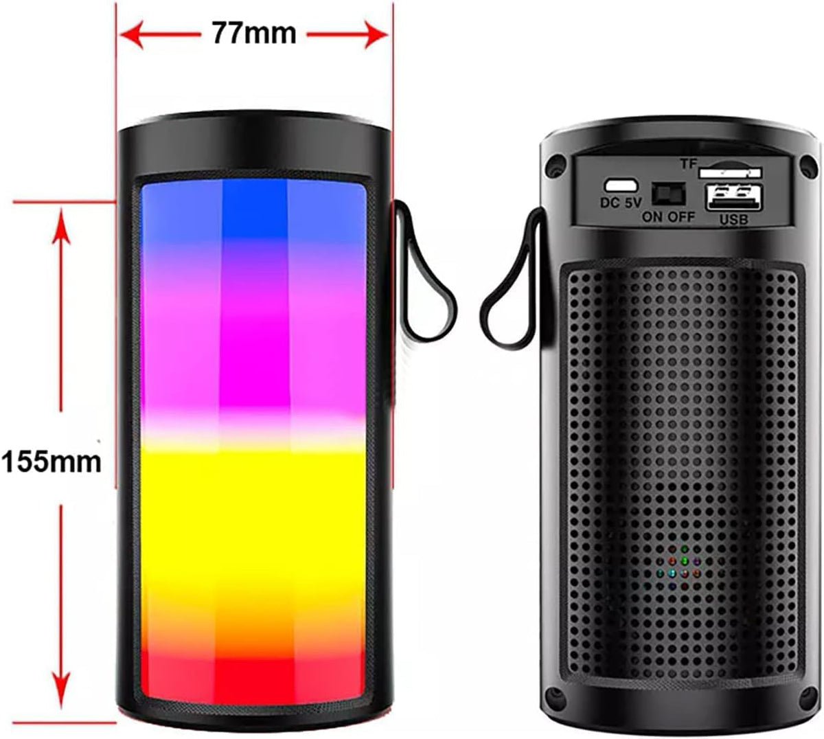 ZQS1201 Bluetooth-Lautsprecher 5W – Tragbare Musikbox mit RGB-LED-Licht, 1500 mAh Akku, USB, Micro-SD, FM-Radio & Freisprechfunktion – Schwarz