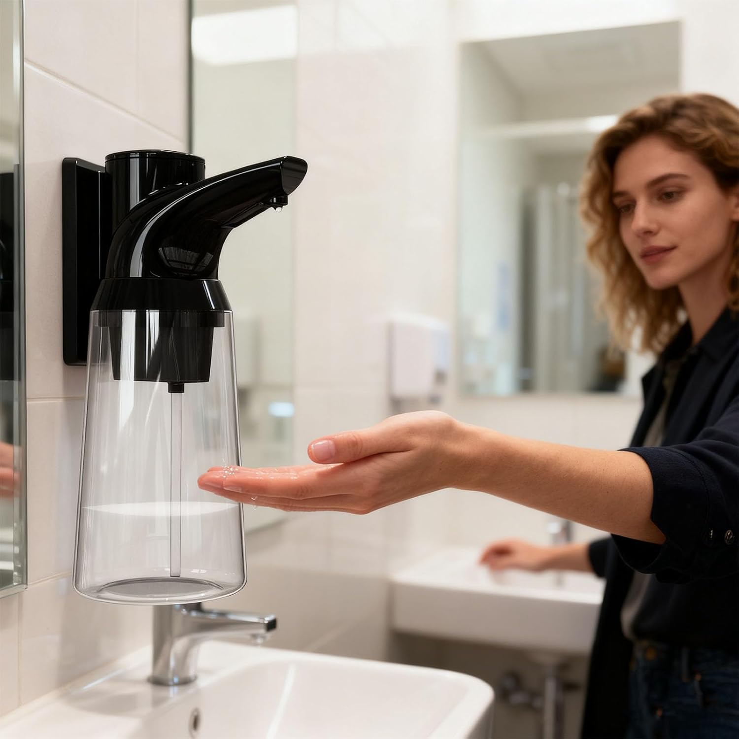 Elektrischer / Automatischer Seifenspender 700 ml (Schwarz) – Kontaktlos, IP65 wasserdicht & mit 4 Dosierstufen