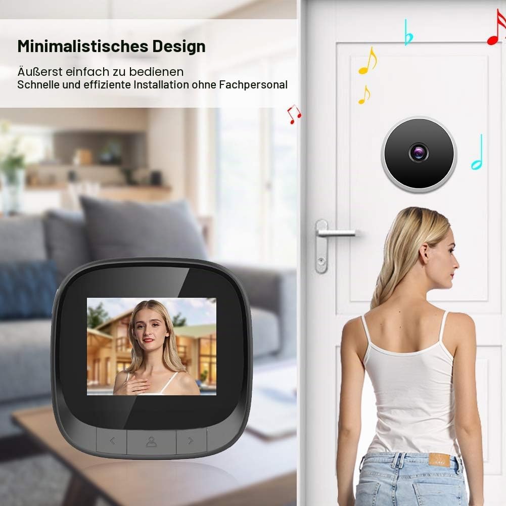 Digitaler Türspion mit 2,4" TFT-LCD – HD-Kamera | Elektronischer Türviewer mit Aufnahmefunktion & 90° Weitwinkel