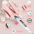 3-Fässer Lockenstab 32 mm – Professionelle Beach Waves &amp; Locken mit LCD-Temperaturanzeige