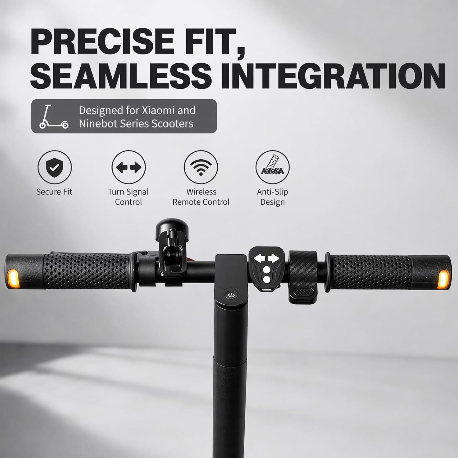 E-Scooter Blinker mit Lenkergriffen – LED Blinklicht Set mit kabelloser Fernbedienung | USB wiederaufladbar | Universell