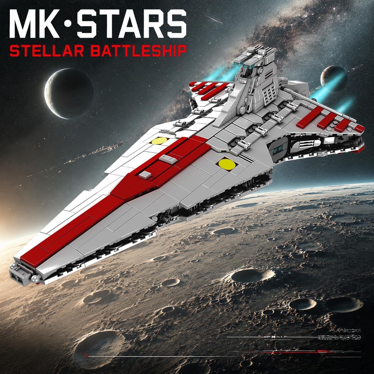 Mould King 21074 Venator-Klasse Republic Attack Cruiser – Baustein-Set mit 1.320 Teilen
