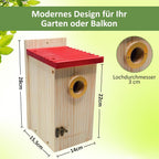 FELAMORC Robuster Nistkasten aus Massivholz – Wetterfestes Vogelhaus für Meisen & kleine Singvögel
