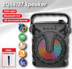 Mulin ZQS6127 LED RGB-Licht BT Karaoke Soundbox * Wiederaufladbar*  Subwoofer, Mikrofon, Karaoke, Bluetooth, FM Radio Party-Lautsprecher