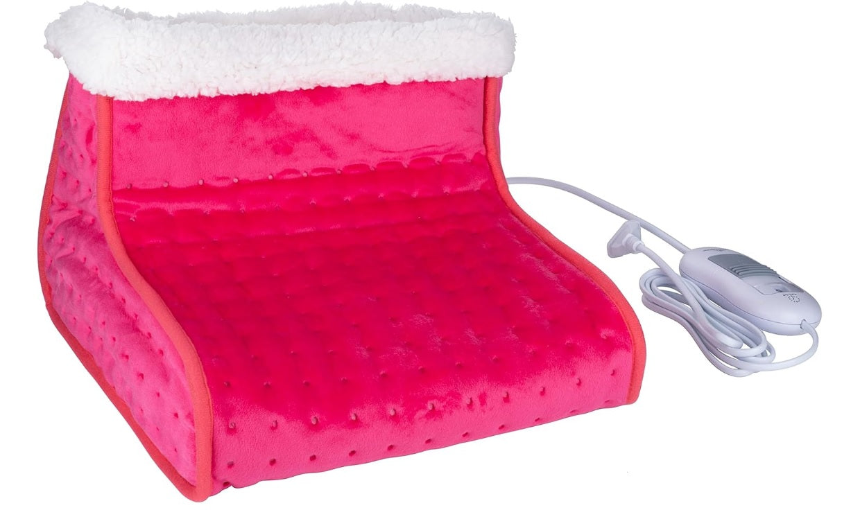 Commodoor FW-001A Fußwärmer ( ROT/PINK) - Elektrische Fußheizung mit 3 Heizstufen, Abschaltautomatik, waschbarem Innenfutter