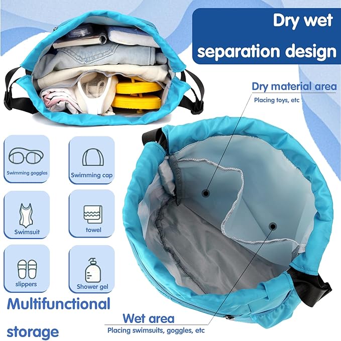 Schwimmtasche Rucksack für Kinder – Wasserdichter Sportbeutel mit Schuhfach | Turnbeutel für Mädchen & Jungen