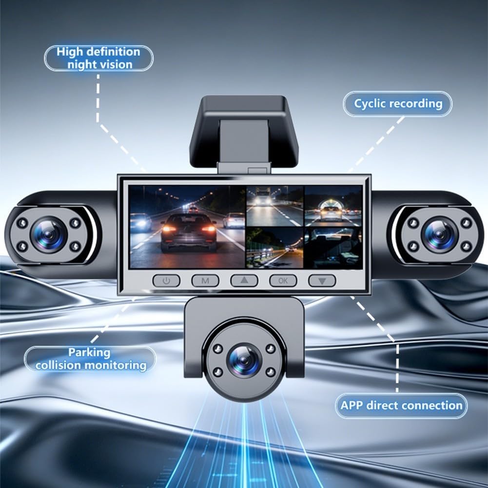 4K 5-Kanal Dashcam mit 360° Rundumblick – Frontkamera + 4 Zusatzkameras | 3,18" IPS-Display | Nachtsicht | Parküberwachung