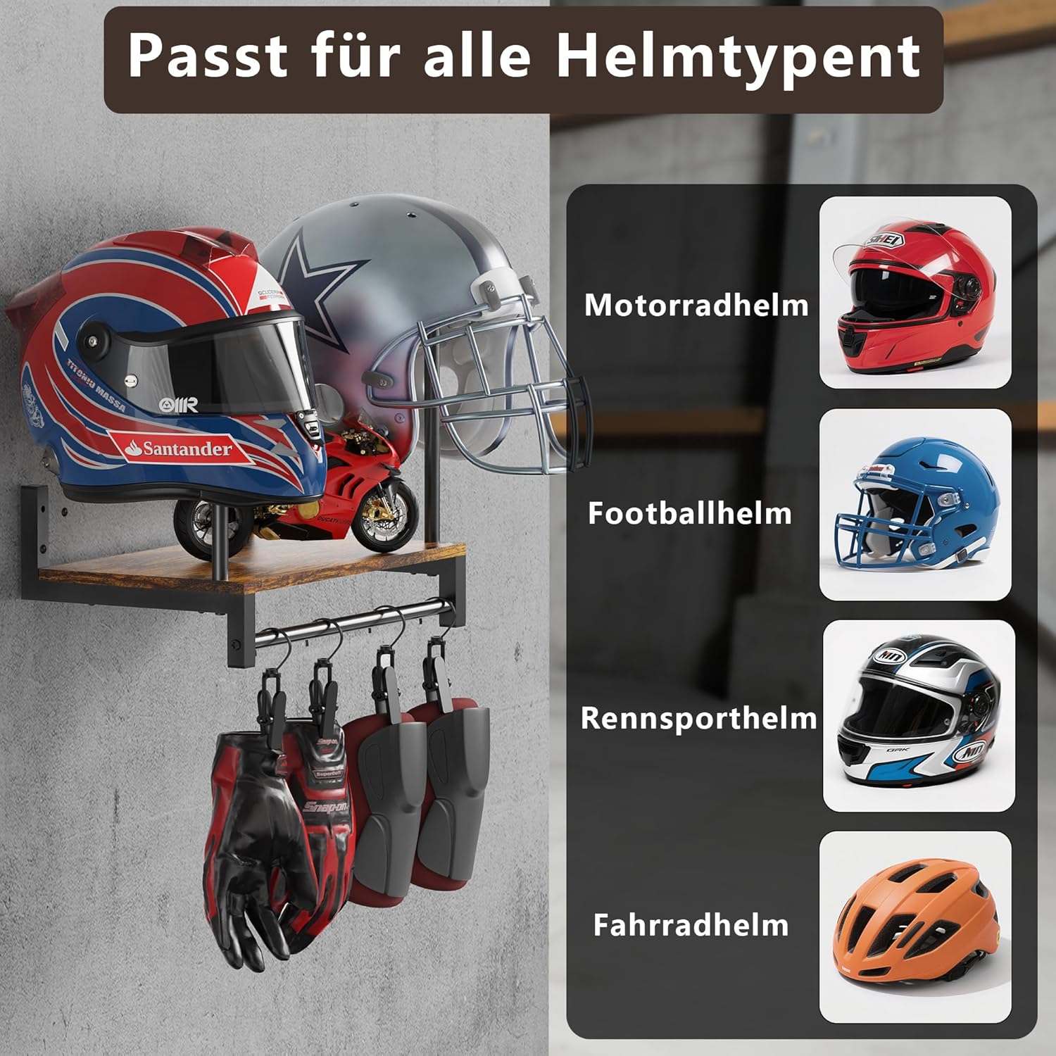 THYGIFTREE Helmhalter Wandhalterung aus Holz & Metall – Die stilvolle Lösung für Ihre Helmausrüstung