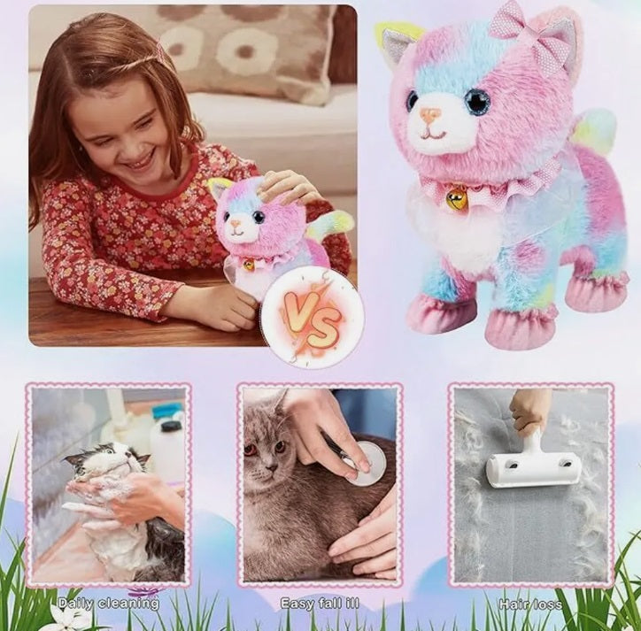 Kuscheltier Elektronisches Interaktives Plüschtier mit Fernbedienung Realistisches Spielzeug - Rennt, Miaut, Wedelt Katze