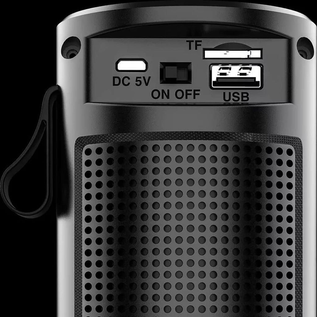 ZQS1201 Bluetooth-Lautsprecher 5W – Tragbare Musikbox mit RGB-LED-Licht, 1500 mAh Akku, USB, Micro-SD, FM-Radio & Freisprechfunktion – Schwarz