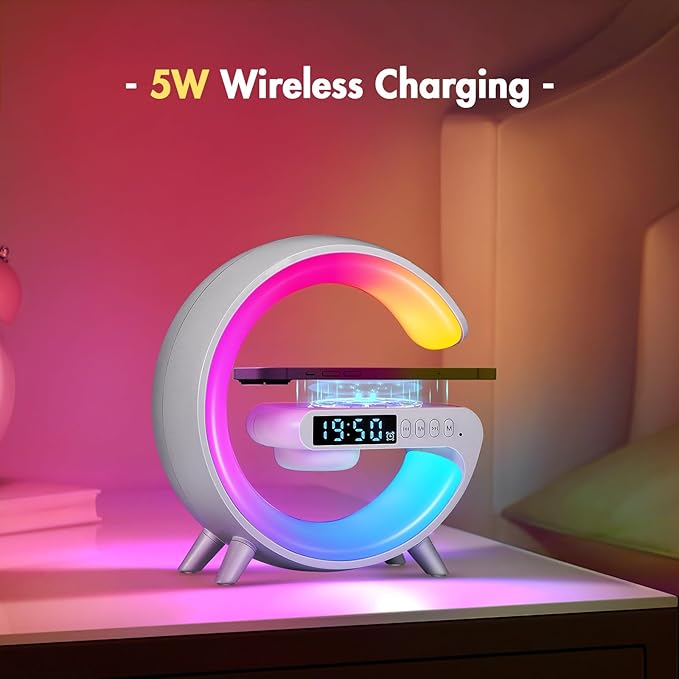 G-Licht * 5 in 1 Nachtlicht mit 5W Lautsprecher *  Handy Aufladung * Bluetooth Lautsprecher * FM Radio* Wecker * Stimmungslicht / Nachtlicht * Eingebautes Akku auch für unterwegs (G63)